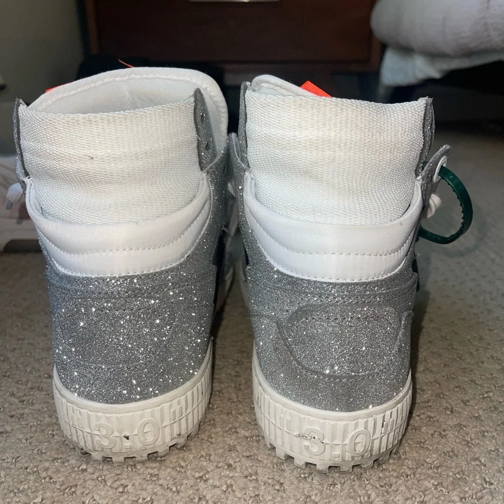 OFF-WHITE 3.0 Court Glitter High Top Sneaker SIZE 38 WOMANS COMES WITH BOX - Picture 5 of 6